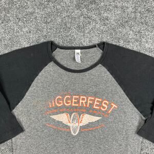 Bella T-Shirt Womens XL Gray Black Baseball Graphic 3/4 Sleeve Casual Raglan